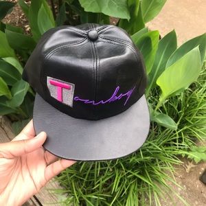 Black Leather Adjustable Tomboy Hat